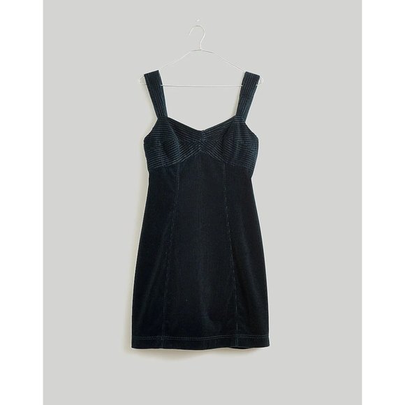 Madewell Corduroy Sweetheart Mini Dress 16 Ancient Forest Green - Picture 2 of 6